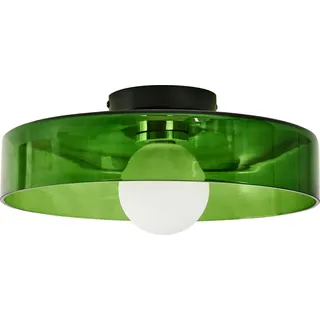 BELIANI Deckenleuchte Grün Glas Rund ⌀ 35 cm 1-Flammig Retro Beleuchtung Einbauleuchte für Niedrige Decken Wohnzimmer Flur Esszimmer Schlafzimmer - Grün