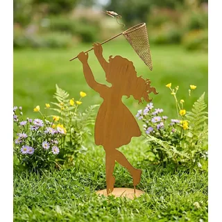 Dekofigur "Sommertraum" aus Metall mit Echt Rost Finish, 51 cm hoch, Outdoor Gartendeko, Rostdeko - Braun