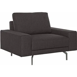 Sessel "CR.450, Designsessel, Loungesessel", braun (schwarzbraun 064, 49), B:120cm H:85cm T:95cm, NaturLEDER OSKAR (echtes Rindsleder);Flachgewebe VICTORIA (41% Polyacryl 38% Polyester 21% Baumwolle), CREATION BY ROLF BENZ, Sessel, Sessel, Armlehne breit niedrig, Alugussfüße in umbragrau, Breite 120 cm
