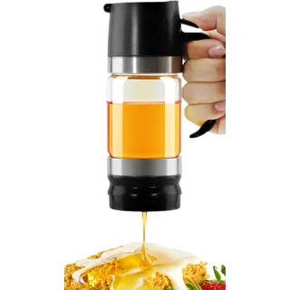 NERTHUS FIH 1479 Honigglas 350 ml, Glasspender mit Silikonboden, BPA-frei, Druckknopfspender, leicht zu befüllen und zu reinigen, Durchsichtig