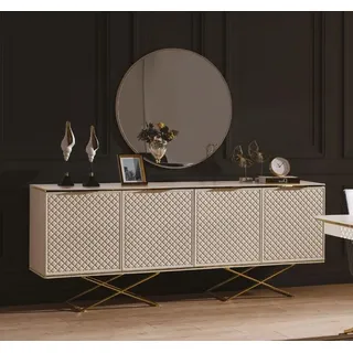 Stilvoll Esszimmer Set Sideboard und Spiegel modern Holzmöbel neu 2tlg - Beige