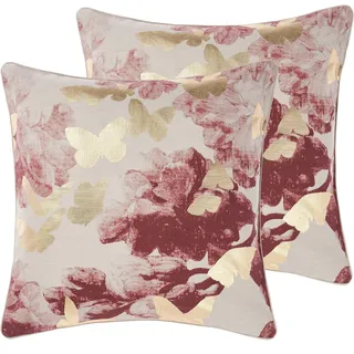 Linen House Floriane Twin Pack-Feder gefüllte Kissen, Baumwolle, Multi, 48 x 48cm, 2