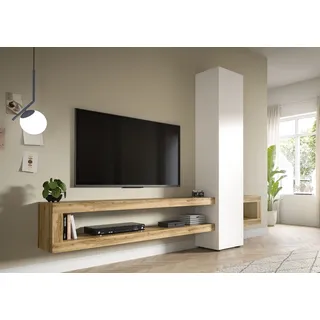 Home Affaire "Zolder, Breite 240 cm, push-to-open, 1 Tür, 3 Einlegeböden," 2 Stk. tlg., weiß melamin, wotan eiche melamin),