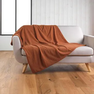 Douceur d'intérieur Wooly Plaid 180 x 220 cm Terracotta