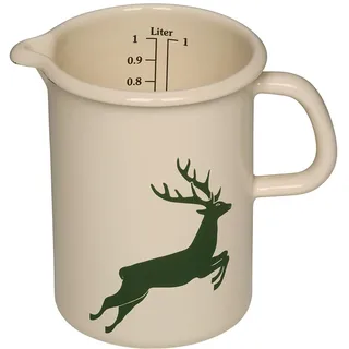 Riess, 0338-072, Küchenmaß ? 10cm, HIRSCH GRÜN, Beige, Emaille, Vol. (rec.): 1,0 Liter, Made in Österreich, LBH: 16,3x11,5x14,9cm, 0,436kg, Deckel, Induktionskocher kompatibel, Gasherd geeignet