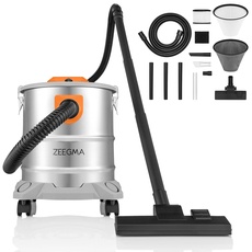 Zeegma ZONDER PRO ASH Trockensauger für Asche und Schutt, Industriestaubsauger 1600W, Edelstahlbehälter 20 L, HEPA-Filter, Ausblasfunktion Kabel 5 m