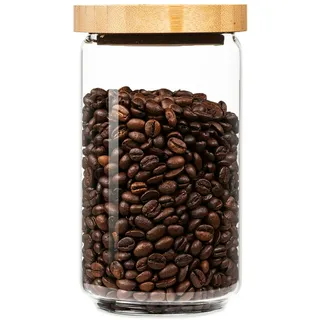 Klarstein Stapelglas mit Bambusdeckel transparent 9,5 cm x 9,5 cm x 16,5 cm 750 ml