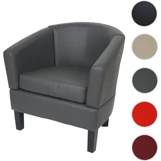 Lounge-Sessel HWC-O17, Sessel Clubsessel Cocktailsessel, FSC®-zertifiziert Kunstleder ~ grau