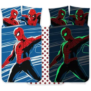 Spiderman Babybettwäsche 100x135 + Kissenbezug 40x60 Leuchtet im Dunkeln | Baby-Bettwäsche | Naturbaumwolle weich atmungsaktiv | Leuchtet im Dunkeln | Marvel | Jungen 0-3 | Kinderbett | Geschenkidee