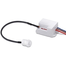 conecto Infrarot Bewegungsmelder Einbau innen Unterputz Mini klein Fast unsichtbar LED 360° Lichtsteuerung IP20 Dämmerungssensor (1 Stück), weiß