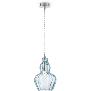 Maytoni Pendelleuchte Pendant, Blau, Nickel, Metall, Glas, konisch,konisch, 23 cm, Ce beliebig kürzbar, gleichmäßige Lichtverteilung, Nur In Filialen Erhältlich