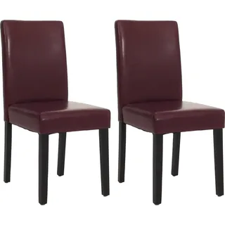 2er-Set Esszimmerstuhl Stuhl Küchenstuhl Littau Kunstleder, rot, dunkle Beine - Rot