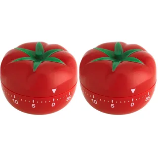 TFA Dostmann Tomaten Timer, 38.1005, Eieruhr, Kurzzeitwecker, zum Lernen/Spielen/Kochen, rot, (L) 64 x (B) 64 x (H) 49 mm (Packung mit 2)