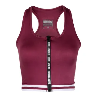 Gorilla Wear - Mesa Zip Front Crop Top - Rot - Bodybuilding Sport Alltag Freizeit mit Logo Aufdruck leicht und bequem für optimale Bewegung aus Polyester und Spandex, L