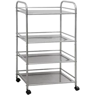 Eyepower Edelstahl Küchenwagen 4 Etagen 60x35x100cm Servierwagen Rollregal Bad-Rollwagen