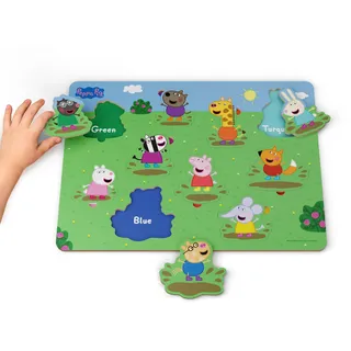Peppa Pig - Puzzle aus Holz, ineinandergreifende Farben, Lernen Sie die Farben mit Peppa Wutz - Enthält 10 Teile (DEQUBE 921D00065)