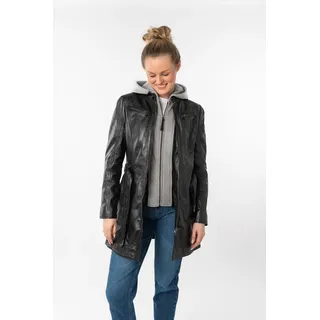 Mauritius Ledermantel »BENTE2« mit Gürtel, lange Lederjacke mit Gürtel & abnehmbarem Kapuzen-Inlay, schwarz