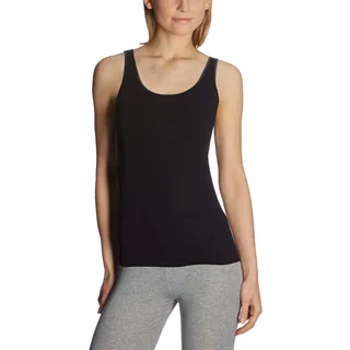 Schiesser Damen Trägertop Baumwolle - Luxury, schwarz_200763, 44