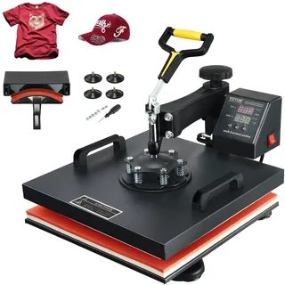Vevor Transferpresse 38 x 38 cm, Wärmepresse 220 V, Transferpresse 1200 W, Textilpresse 14 x 7,6 cm, Hemdenpresse Max. 250 °C, Sublimationspresse, Hobby T-Shirt Presse