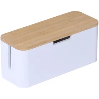 Relaxdays Kabelbox 14,5 x 34 x 11 cm 1-tlg. Natur/weiß