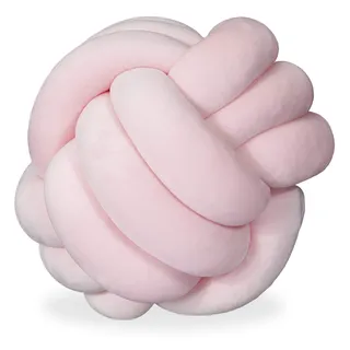 Relaxdays Knotenkissen, geknotetes Kissen für Sofa, Bett, dekorativ, skandinavisch, Zierkissen Knoten, Ø 25 cm, rosa, 1 Stück, 10025428_113