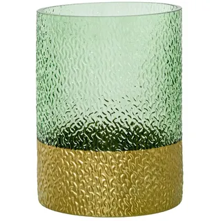Tischvase, Glas, Grün und Gold, 15 x 15 x 20 cm