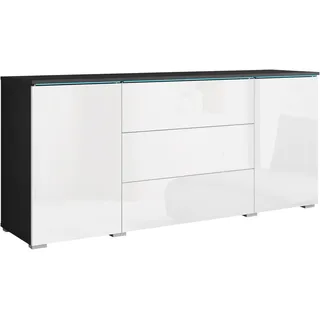 Home Affaire Sideboard VERA 150 x 67,9 x 39,5 cm schwarz-weiß (matera anthrazit, weiß hochglanz)