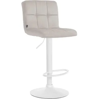 CLP Barhocker Samt creme 46 x 94 x 47 cm Beige/Weiß