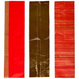 Pracht Creatives Hobby 7074-20245 Verzierwachsplatten Mix rot / gold, 3 halbe Wachsplatten, ca. 200 x 50 x 0,5 mm und ein Wachsstreifen, zum Modellieren und Verzieren von Kerzen