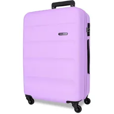 Roll Road Flex Koffer, mittelgroß, Violett, 46 x 65 x 23 cm, fester ABS-Kunststoff, seitlicher Kombinationsverschluss, 56 l, 3,16 kg, 4 Doppelrollen, dunkelviolett, Mittelgroßer Koffer