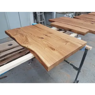 Waschtisch Eiche Holzplatte massiv Holz Aufsatzbecken Naturkante Zuschnitt geölt - 180 x 55 cm