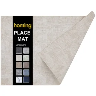 homing Kunstleder Hitzebeständig Platzsets 6er Set - Wasserdicht Abwischbar Platzsets für Esstisch Leicht zu reinigen Küche Beige Tischsets