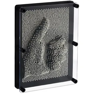 Relaxdays Nagelbrett 3D HxB 13 x 18 cm grau/schwarz/silber