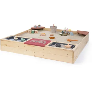 Muddy Buddy Holzsandkasten Beach Rebel mit Dach Rosa/Beige