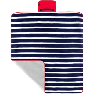 Yello BGG1610 Picknickdecke aus Fleece, faltbar, wasserdichte Unterseite, Blau gestreift, 2 x 135 x 120 cm