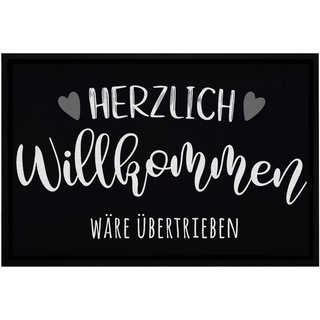 OM3® lustige Fußmatte mit Spruch | Herzlich willkommen wäre übertrieben | rutschfest & waschbar | 60x40cm |