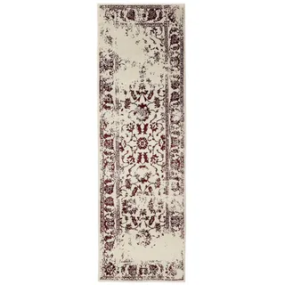 benuta Vintage-Läufer, Creme, Rot, Kunststoff, Vintage, Rechteckig, 80x240 cm, Oeko-Tex® Standard 100, für Fußbodenheizung geeignet, in verschiedenen Größen erhältlich, pflegeleicht, Teppiche & Böden, Teppiche, Teppichläufer