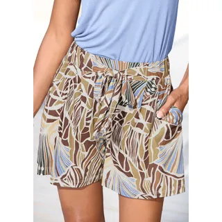 LASCANA Strandshorts, mit fixiertem Bindegürtel, kurze Hose mit Alloverprint, bunt