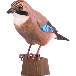 WILDLIFEGARDEN WG4463 DecoBird Eichelhäher - Handgeschnitzter Dekorative Vogel aus Holz - Große Europäische Vögel