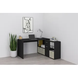 FMD »Lexo« Schreibtisch/Sideboard viel Stauraum, beidseitig montierb., 136/205 cm,