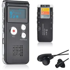 Lychee 8GB LCD Bildschirm Digitales Diktiergerät Aufnahmegerät Sprachaufnahme Audiorekorder Voice Recorder für Studium Konferenzen und Interviews MP3 Player (Schwarz)