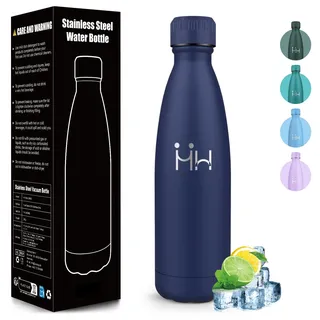 Mulbijeo Trinkflasche Edelstahl 500ML, BPA-frei, Wasserflasche, Auslaufsichere Isolierflasche Doppelwandig, Thermosflasche, Trinkflasche Kohlensäure Geeignet, für Fitness, Schule, Kinder