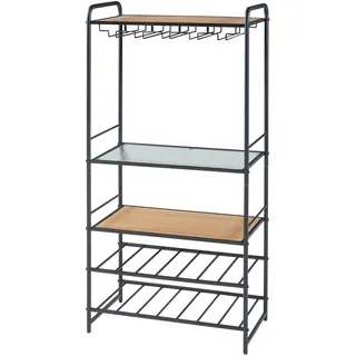 [en.casa] Weinregal Hustadvika 120 x 61 x 33 cm Schwarz/Eiche