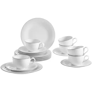 Villeroy & Boch Kaffeeset , Grau, Weiß , Keramik , 18-teilig , 250 ml,250 ml , Geschirr, Geschirrsets, Kaffeeservice