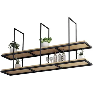 DMCHENGMA Retro Industrial Restaurant Iron Massivholz-Deckenregal, hängende schwebende Regale, 2-stöckige Regalstangen-Deckendekorations-Lagerregale (Size : 120x30x80cm)