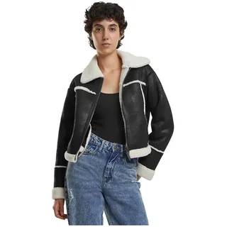 Urban Classics Shearling Lederjacke - Black / White Sand - M