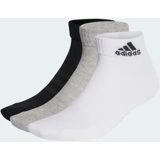 adidas Unisex Kinder Cushioned Sportswear Ankle Socks 3 Pairs, Medium Grey Heather / White / Black, 5-6 Years