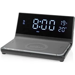 Nedis Wecker mit kabellosem Ladegerät - Schwarz