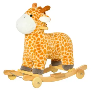 Giraffen-Schaukelpferd mit Rädern und Sound | Farbe: Gelb | Abmessungen: 38x63x63 cm