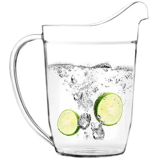 Unyqoos® Transparente Kunststoff-Wasserkanne 2,2 L – bruchsicher, Restaurantqualität, blei- & BPA-frei, Ø 15 cm, H 23 cm, für kalte & warme Getränke - Transparent